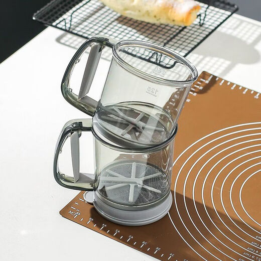 OIMG German ultra-fine hand-held semi-automatic flour sieve household kitchen filter baking tool leaking mesh sieve duster double-layer semi-automatic flour sieve