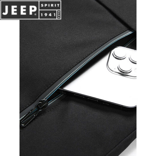 JEEP SPIRIT velvet thickened windbreaker jacket men's autumn and winter mid-length cotton coat loose plus fat plus size fat man coat YB0080 black (graphene thickened) L 80-119Jin Jin equals 0.5 kg wear