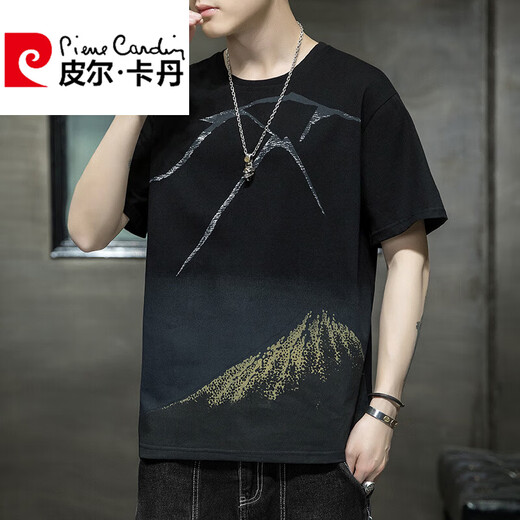 Pierre Cardin high-end brand short-sleeved T-shirt men's pure cotton clothes 2025 new summer fashion brand casual T-shirt men's 829 gray 3XL 161-170Jin Jin equals 0.5 kg