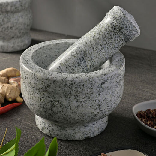Bodenju natural stone garlic pounder stone mortar mortar medicine jar grinder household garlic mortar peeling garlic garlic press garlic paste medium stone mortar with lid