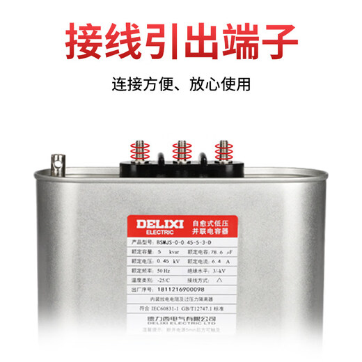 Delixi Capacitor Low Voltage 400V Intelligent 450V Power Capacitor Compensator BSMJS-0-0.45-8-3-D