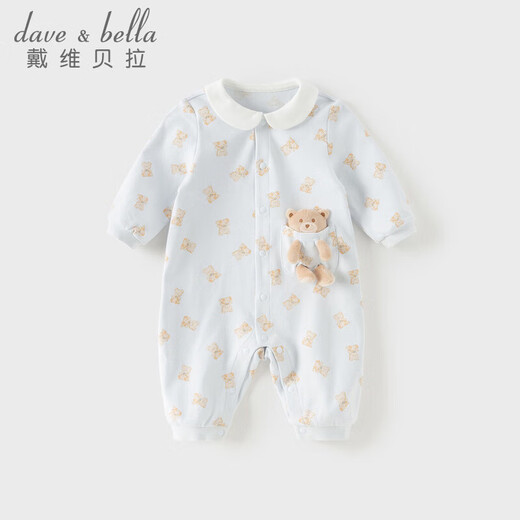 DAVE&BELLA baby girl's Category A jumpsuit spring clothing boy's cotton romper baby printed harem