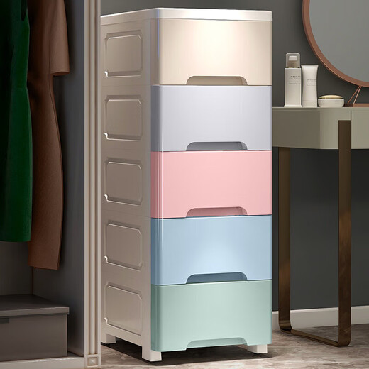 JD Logistics Slit storage cabinet household drawer-type multi-layer storage dormitory bedroom narrow slot storage cabinet Macaron 5 layers 30 sides wide