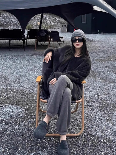 Xiaohongshu's popular large sleeves mink velvet fur coat for women 2025 new winter high-end unique designer gray M90118Jin Jin is equal to 0.5kg one size fits all