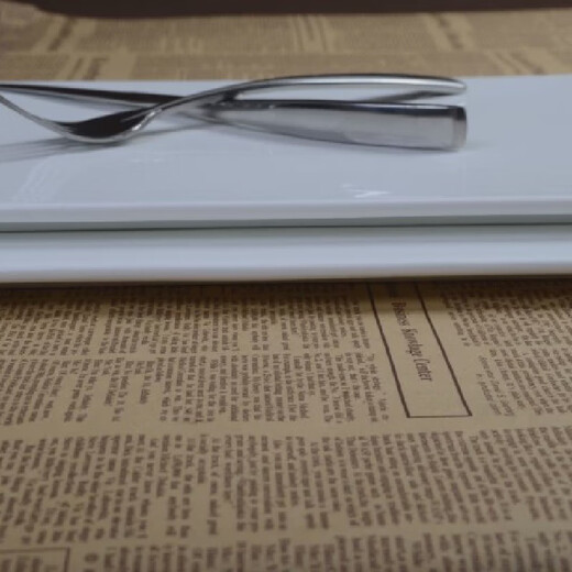 Fantasy pure white ceramic flat plate rectangular plate dessert display tray sushi plate cold dinner plate 16 inches