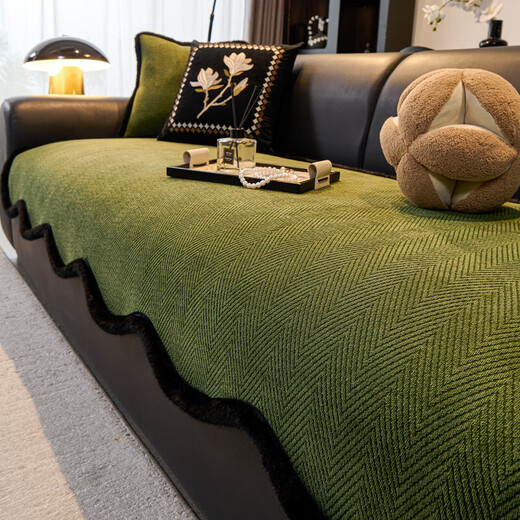 Xianying 2026 new chenille sofa cover cloth special-shaped four-season universal sofa cushion cloth anti-cat scratch leather sofa cushion Manyu special-green 60cm*60cm