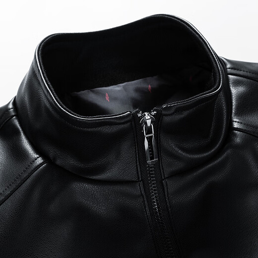 Fat Donglai Large Size Leather Jacket Men's Autumn and Winter Casual Stand-up Collar Leather Jacket Loose Fat Donglai Same Style 5926 Black 3XL Recommended 145165Jin Jin is equal to 0.5 kg