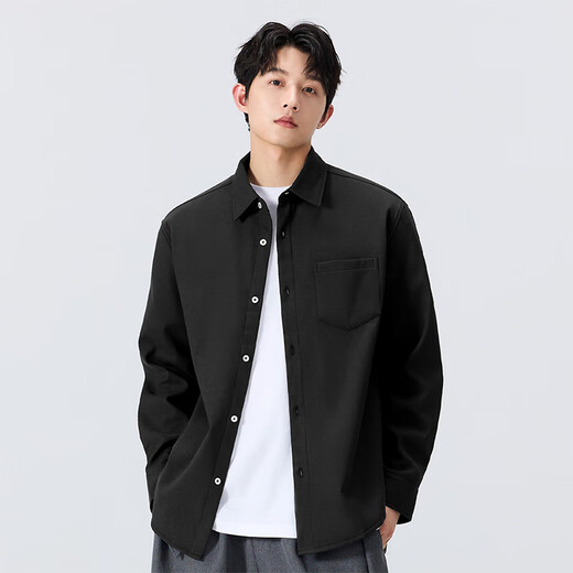 MINISO бархатная рубашка мужская зимняя оксфордская утолщенная рубашка с длинными рукавами молодежная простая многослойная куртка высокого класса мужская бархатная оксфордская рубашка серого цвета M 170 (одинаковый стиль для мужчин и женщин)