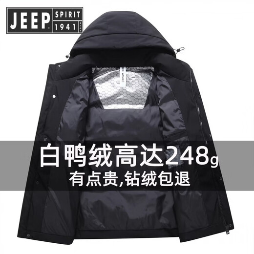 JEEP SPIRIT吉普明星同款白鸭绒羽绒服渐变短款加厚可拆卸帽鸭绒时尚外套 渐变蓝色 新国标90绒子 M 100-120斤