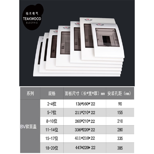 Zhanye household fireproof and flame retardant BV universal distribution box cover plate 2-20 position cover indoor specialization high quality BV7-9 position surface cover (without bottom box, single panel) (screw hole centered)