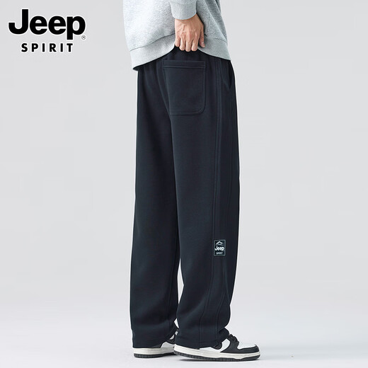 JEEP SPIRIT Jeep Casual Pants Men's Autumn and Winter Straight Pants Loose Wide Leg Pants Sports Men's Pants Black 3XL
