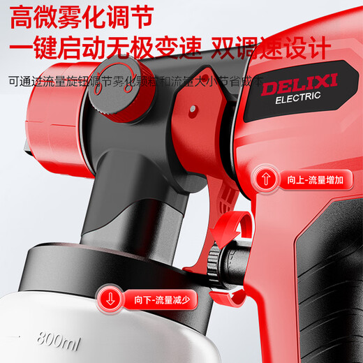 Delixi electric spray paint gun paint spray gun latex paint spray machine household spray paint All high atomization spray bottle lithium battery professional model 2.0Ah two batteries (aluminum pot + plastic