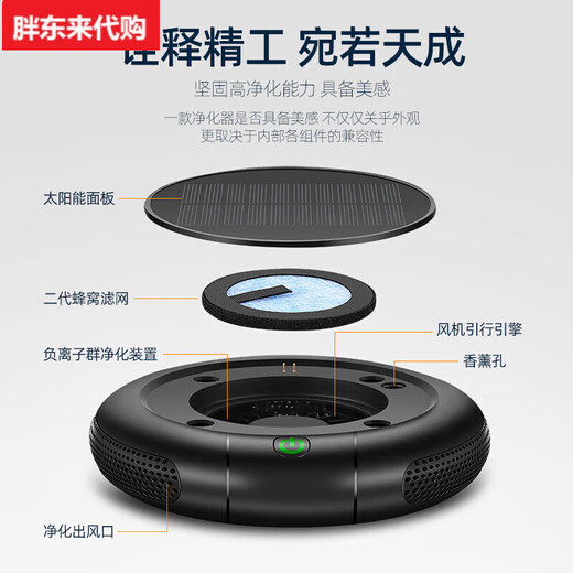 Fat Donglai recommended by Yangma. Black technology car air purifier for new cars. Formaldehyde removal and odor removal. Same model as Fat Donglai. Solar lithium battery. High configuration. Start-up with car.