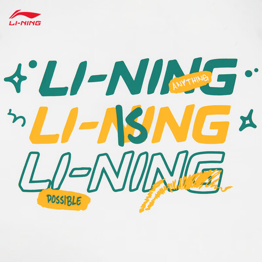 Li Ning round neck long-sleeved cultural shirt for men and women, small and big children 26 spring new casual, comfortable, trendy and versatile sports tops white/black/black-2 110