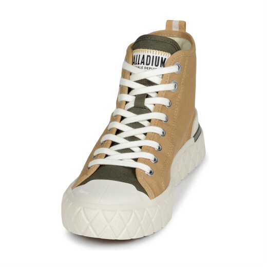 PALLADIUM high-top shoes breathable canvas shoes color matching 2025 spring and autumn new casual sneakers non-slip sneakers versatile student shoes beige 37