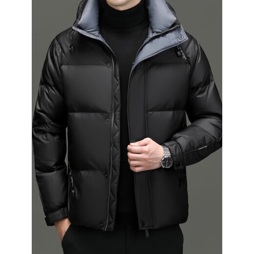 利郎（LILANZ）鹅绒羽绒服男高端品牌冬季商务休闲防寒保暖时尚青中年外套男 黑色 M