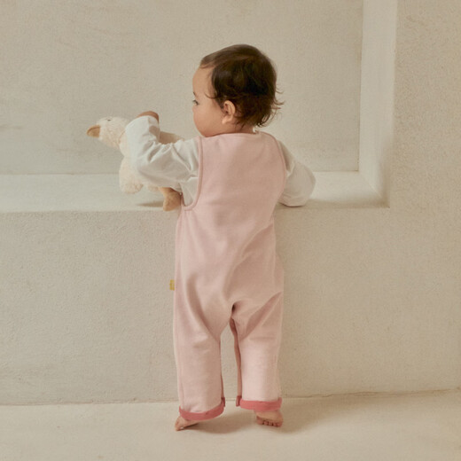 Papa glutinous rice cotton crawling spring baby jumpsuit for men and women baby carrier baby crawling suit pink 73cm