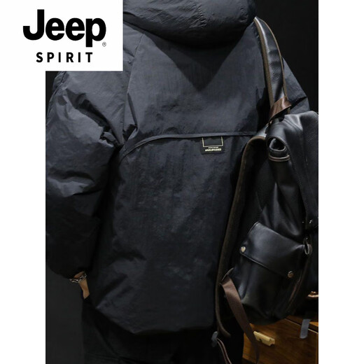 JEEP SPIRIT, новинка 2025, зимний пуховик, рабочая куртка, утепленная, теплая, с капюшоном, мужская легкая, роскошная, короткая, на белом утином пуху, черная (пуховик высокого качества) L рекомендуется 100–115 Jin Jin = 0,5 кг