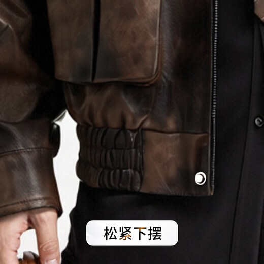 Rich collar 100% sheep wool filled men's leather jacket winter lapel quilted warm retro rub color PU leather jacket for men