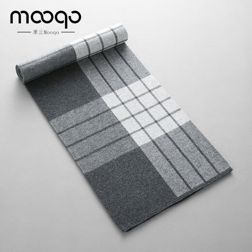MOOQO scarf men's winter Korean style versatile striped warm scarf birthday gift gift box trendy gray rice line