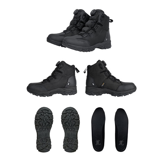 Manrider riding boots, motorcycle riding rally boots, waterproof and anti-fall for all seasons, motorcycle outdoor motorcycle riding shoes, anti-slip, MQZ-603, all-season waterproof and anti-fall, black jet black, frosted cowhide 41