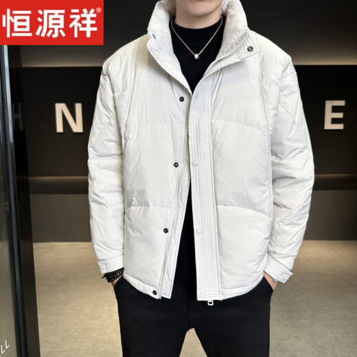 Hengyuanxiang Пуховик мужской зимний 2026 Новая утолщенная куртка с капюшоном Premium Sense Очень холодная короткая куртка большого размера с высоким наполнением Бордовый 4XL