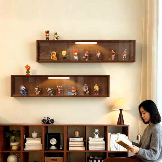 Wall-mounted blind box display rack without punching, dust-proof acrylic transparent display cabinet on the wall, large figure storage box, Childlike Heart Exhibition Hall-single 90*20*7cm, no punching, free of charge if dropped, plexiglass door dust-proof