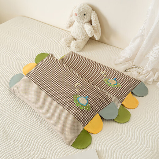 Shijanu new product cotton children's pillow 1 year old 3 to 6 years old and above, universal for all seasons, kindergarten sleeping, special class A, elementary school, small flying saucer 50x30x4, pillow core + pillowcase removable and washable