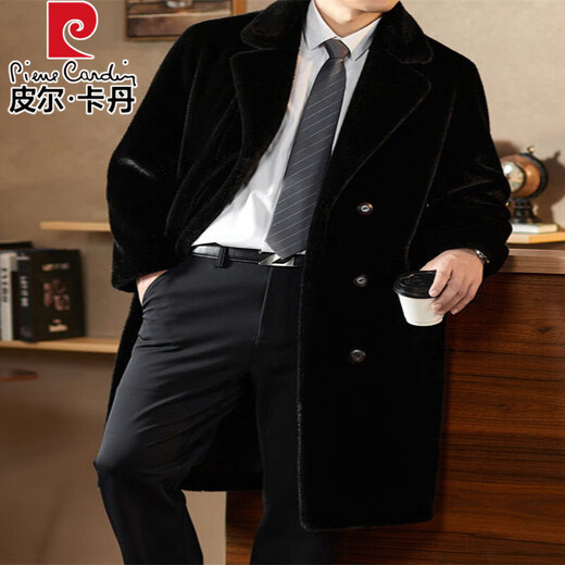Pierre Cardin High-end Reversible Shenandoah Mink Coat Men's 2025 Autumn and Winter Long Reversible Fur Jacket Black L 175