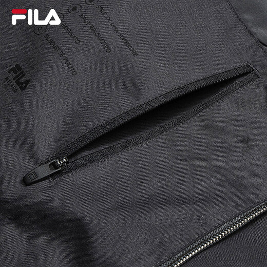 FILA Official Men's Tops Two-piece Set 2026 Spring New Casual Loose Warm Hooded Jacket Dark Charcoal Gray-CC M 170/92A/M