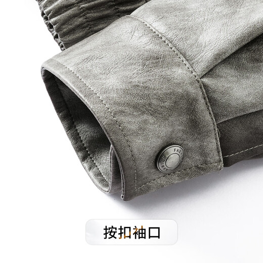 Rich collar full wool filled PU leather men's leather jacket winter imitation lambswool lapel quilted warm leather jacket jacket for men