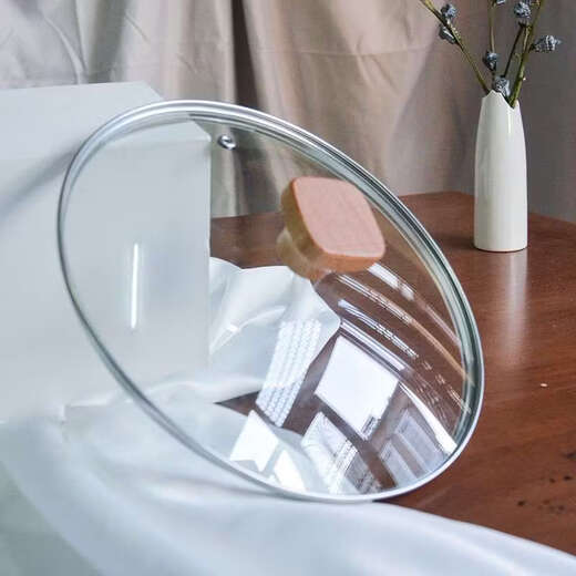 Yusenyi Sanshu Sanshen 2428cm pot lid universal transparent glass lid household fir tempered lid 24cm wooden lid
