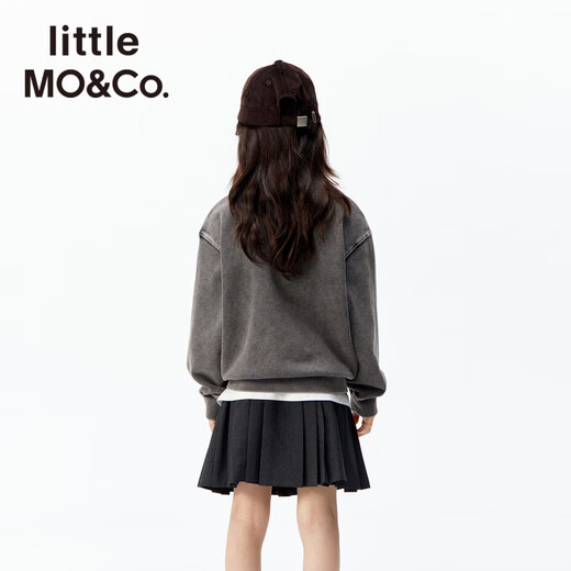 Little MO&Co. Sansan same style Daoxiangong joint series little moco children's clothing 26 spring children's pure cotton sweatshirt long sleeves dark gray 130 130/64