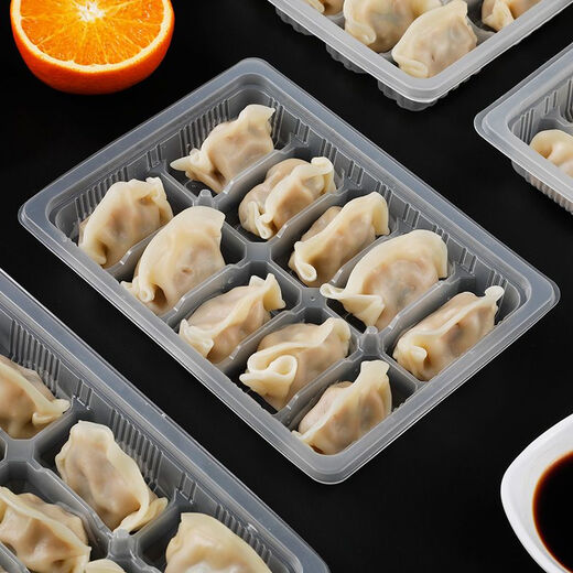 Qinkai disposable dumpling box transparent dumpling box raw dumpling packaging box quick-frozen dumpling box disposable take-out commercial 15-grid transparent thickened dumpling box (600 sets) with lid