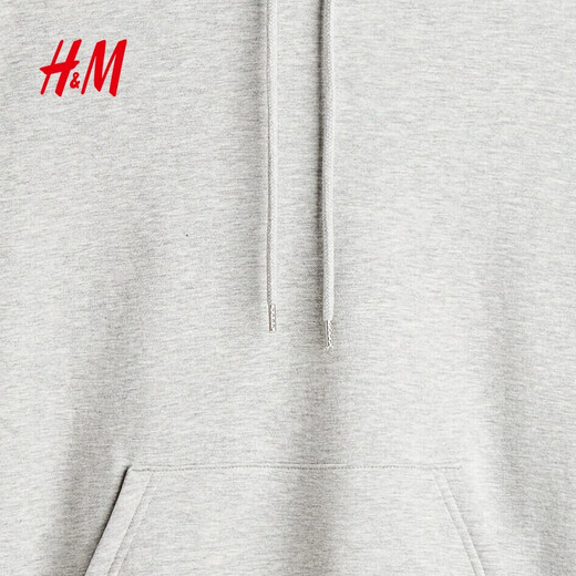 H&M Men's Sweatshirt 2025 Winter Plus Velvet Couple Outdoor Drop Shoulder Loose Red Christmas Hoodie 0970819 Gray S 170/92