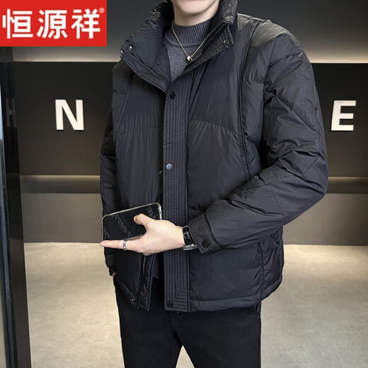 Hengyuanxiang Пуховик мужской зимний 2026 Новая утолщенная куртка с капюшоном Premium Sense Очень холодная короткая куртка большого размера с высоким наполнением Бордовый 4XL