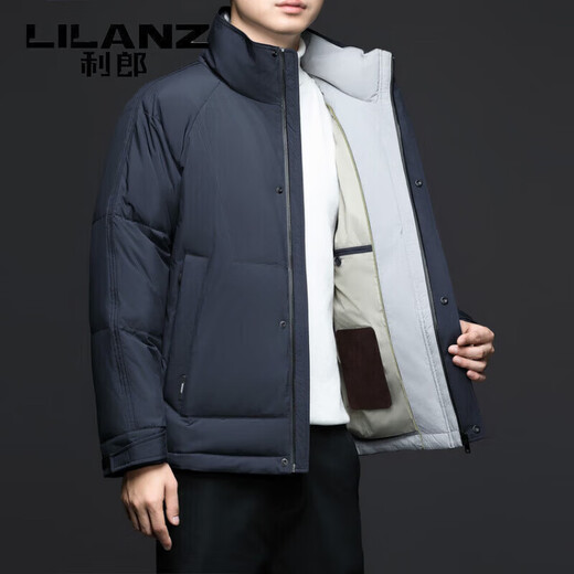 利郎（LILANZ）羽绒服男士冬季新款加厚立领外套高端保暖面包服时尚冬装 黑色 M