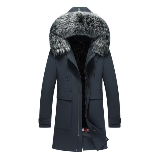 CHEVALPES international first-line brand 2025 winter new fur parka men's medium and long mink liner with integrated fur, blue fox fur collar + mink velvet liner XL 180