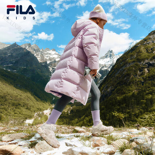 FILA KIDS Children's Shoes Children's Cotton Shoes Winter Model Men's and Women's Knob Velvet Warm Sports Shoes Black/Shadow Black Gray-BD 42 Inner Length 26.0cm