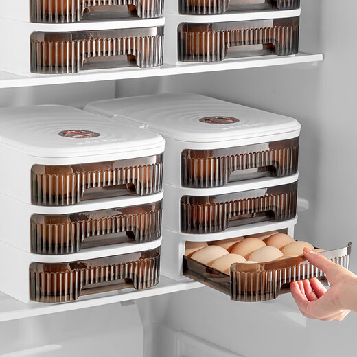 Home KATEI STORY Japanese refrigerator egg storage box drawer-type egg box refrigerator food-grade crisper rolling egg storage device white one layer holds about 21 pieces