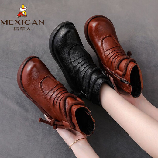 Scarecrow's new Martin boots soft sole warm winter women's shoes cold-proof thick sole fashionable women's shoes platform sole women's shoes autumn and winter brown single lining 41