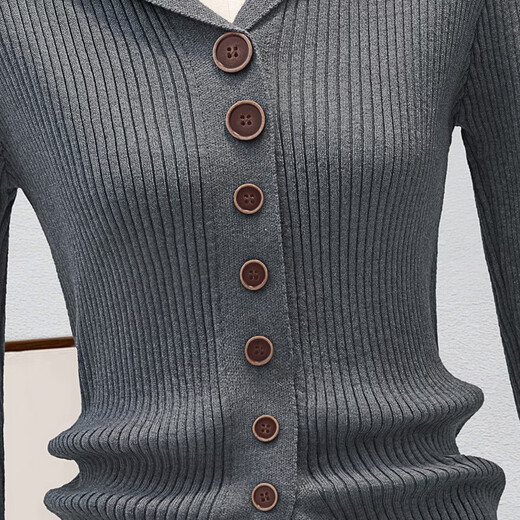 Sibaishe Solid Color Long Sleeve Knitted Cardigan Women's 2026 Spring New Fashion Long Sleeve Slim Fit Top