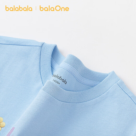 BALABALA children's clothing girls short-sleeved T-shirt children's 2026 new summer clothing big children's moisture-absorbent quick-drying tops fashionable pink blue 80016 110