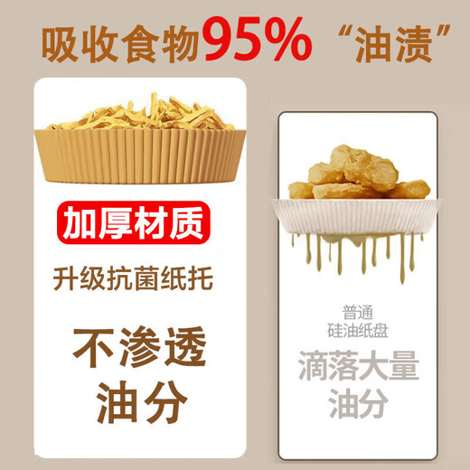 Jidaocook air fryer special paper baking pan oil-absorbing paper pad paper household food silicone paper tin foil bowl baking pot frying thickened large round 50 sheets + pet dust box 3-5 liter fryer