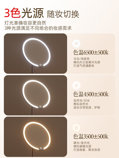 Danyang Qingtian (DYQT) mirror makeup mirror LED with light student dormitory desktop desktop makeup mirror home office high-definition beauty mirror standard jade porcelain white three-color light source stepless dimming -2400AH