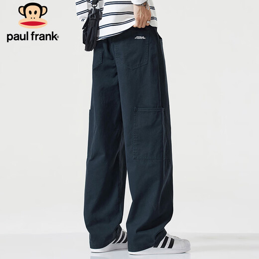 Paul Frank pure cotton pants men's spring loose straight casual pants men's pants American overalls trousers navy blue XL