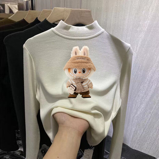 BALA is suitable for boys and girls, thickened German velvet bottoming shirt for autumn and winter clothing, children's long-sleeved brushed half-height, white LBB003 110cm