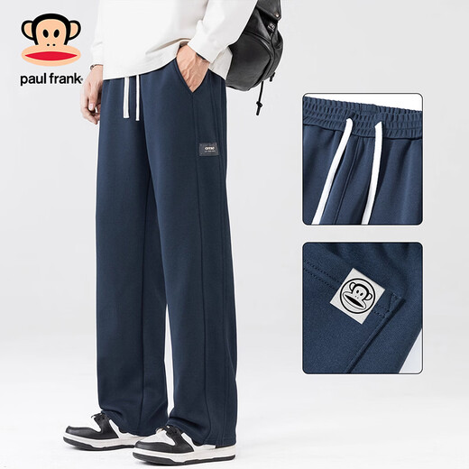 Big mouth monkey (paul frank) American retro casual pants men's 2025 winter new loose straight slim sports versatile and comfortable long pants navy blue official authentic XL recommended 130-145Jin Jin equals 0.5 kg
