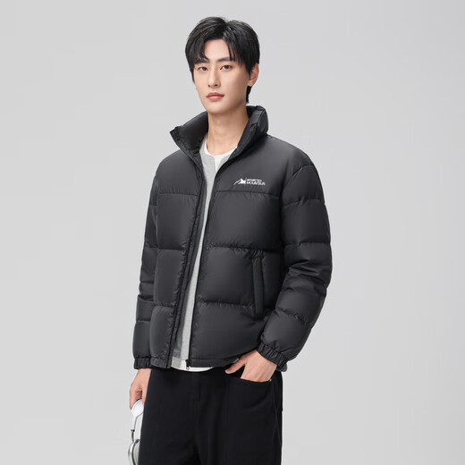 Xue Zhongfei's new all-match fashion casual slanted pocket men's and women's short stand collar down jacket couple style black|8056 L 175/92A