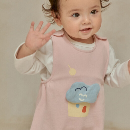 Papa glutinous rice cotton crawling spring baby jumpsuit for men and women baby carrier baby crawling suit pink 73cm